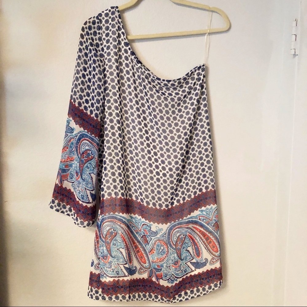 Pink Owl One Shoulder Dress Sz-Small